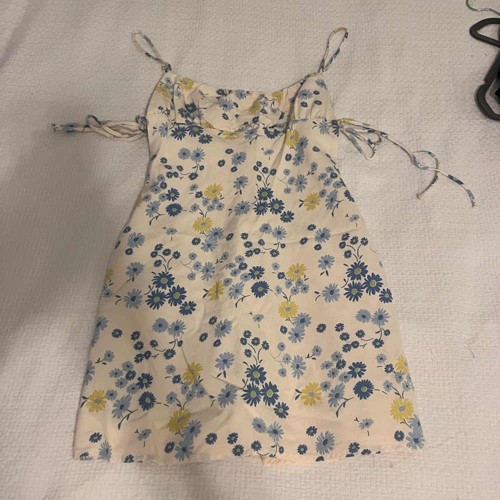 Zara Floral mini dress in Blue and Yellow